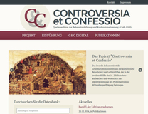 Screenshot der Website des Projektes "Controversia et Confessio"