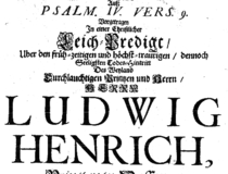 Titelblatt der Leichenpredigt auf Ludwig Heinrich Fürst von Nassau-Dillenburg