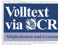 Titelbild der Veröffentlichung "Volltext via OCR - Möglichkeiten und Grenzen" der Staatsbibliothek Berlin